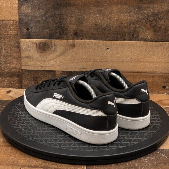PUMA SMASH V2 MENS ATHLETIC SHOES RETRO SNEAKERS CASUAL BLACK LEATHER SIZE 12 - Picture 6 of 9